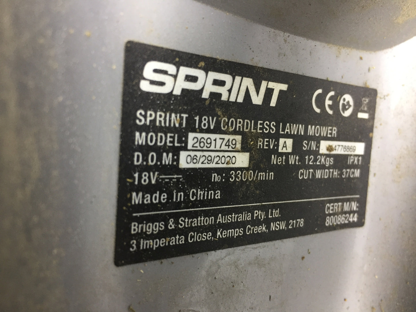 SPRINT18V Akku-Rasenmäher 2691749, 37cm Schnittbreite, I15001