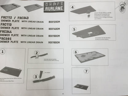 Aurlane Duschelement 80 x140 x 4 cm direkt befliesbar I27183