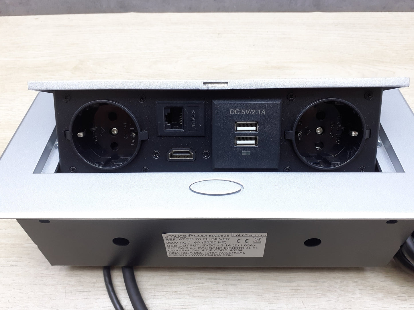 Emuca 5029525 Vielfachsteckerleiste, EU-Stecker TypF, USB, RJ45 und HDMI, I18983