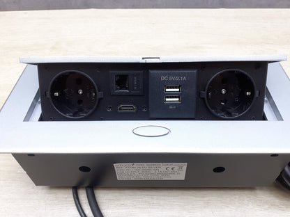 Emuca 5029525 Vielfachsteckerleiste, EU-Stecker TypF, USB, RJ45 und HDMI, I18983