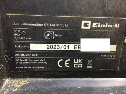 Einhell Akku-Rasenmäher GE-CM 36/36 Li, ohne 2x Akku, mit 2x Ladegerät, I33165