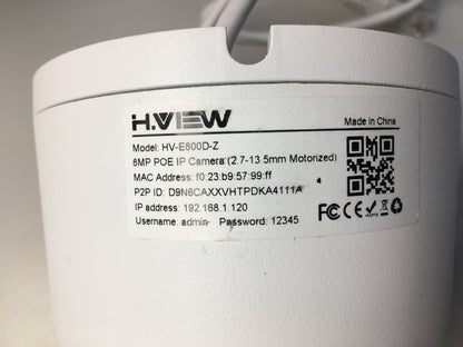 H.VIEW 4K Dome PoE Kamera 8MP IP Überwachungskamera(3840x2160P), I03720