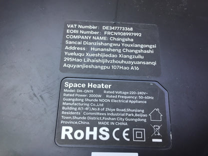 OMISOON DH-QN19 fan heater 2000W, energy-saving and quiet, I31855 