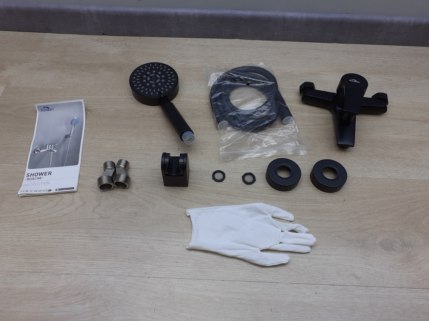 Auralum Badewannenarmatur mit Handbrause 5 Funktionen Schwarz, I18858