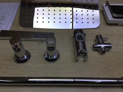 Görbach Regendusche Duschset mit Ablage Chrom 35x25, I33612