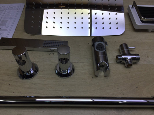 Görbach Regendusche Duschset mit Ablage Chrom 35x25, I33612