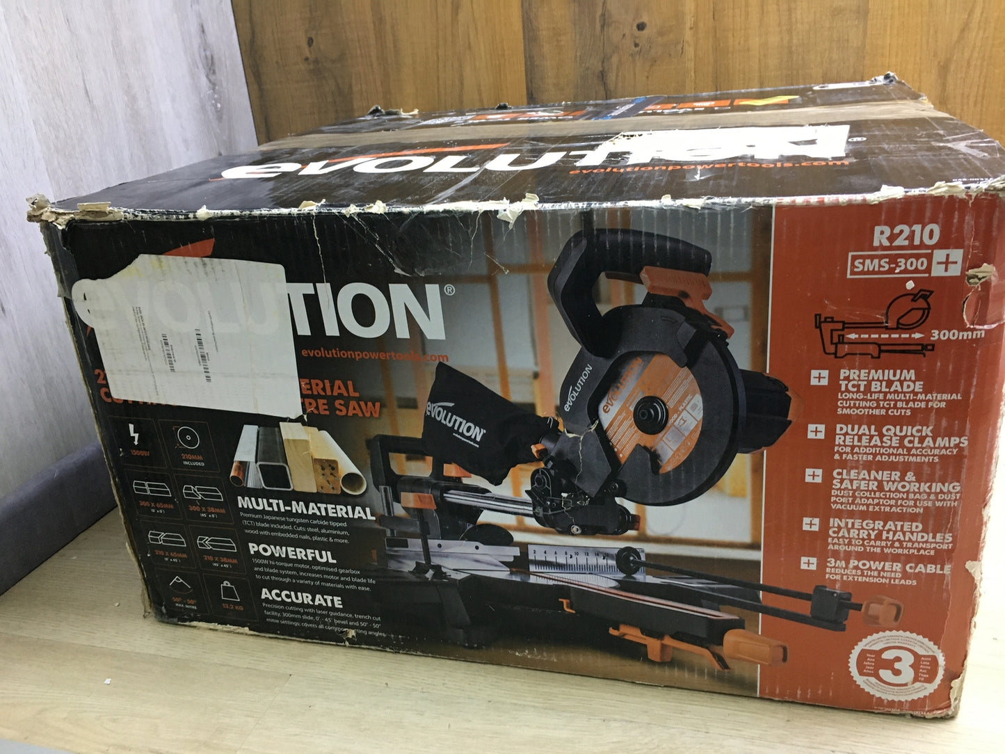 Evolution R210SMS-300+ Mehrzweck-Gleit-Gehrungssäge 210 mm, I31494