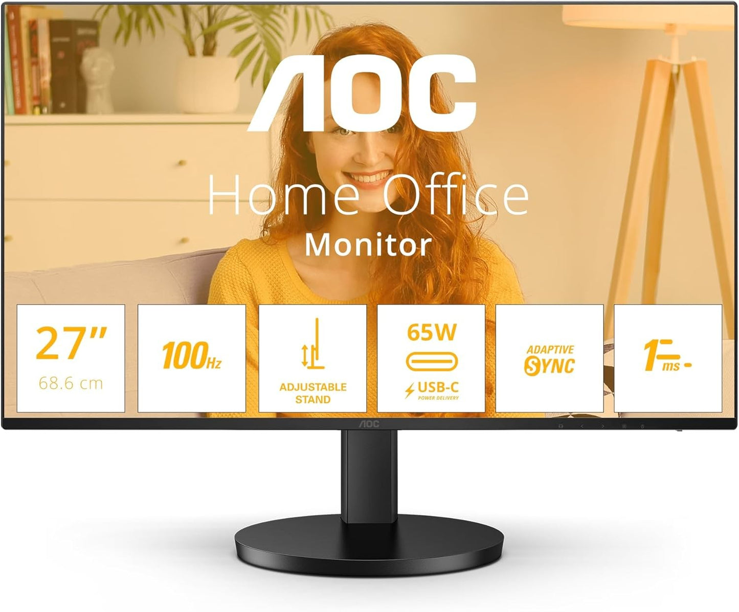 AOC Q27B3CF2 Monitor 27" WQHD 2560x1440 HDR10 HDMI USB-C Adaptive Sync 100Hz 1ms