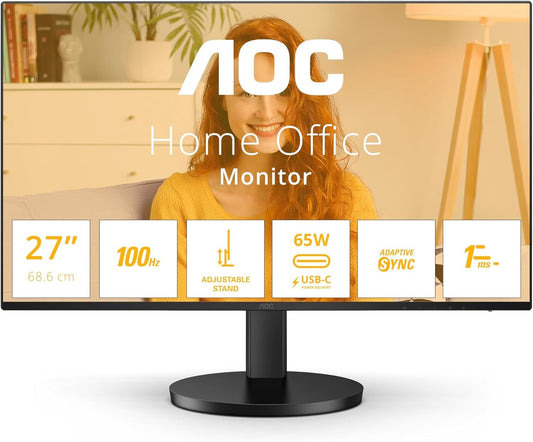AOC Q27B3CF2 Monitor 27" WQHD 2560x1440 HDR10 HDMI USB-C Adaptive Sync 100Hz 1ms