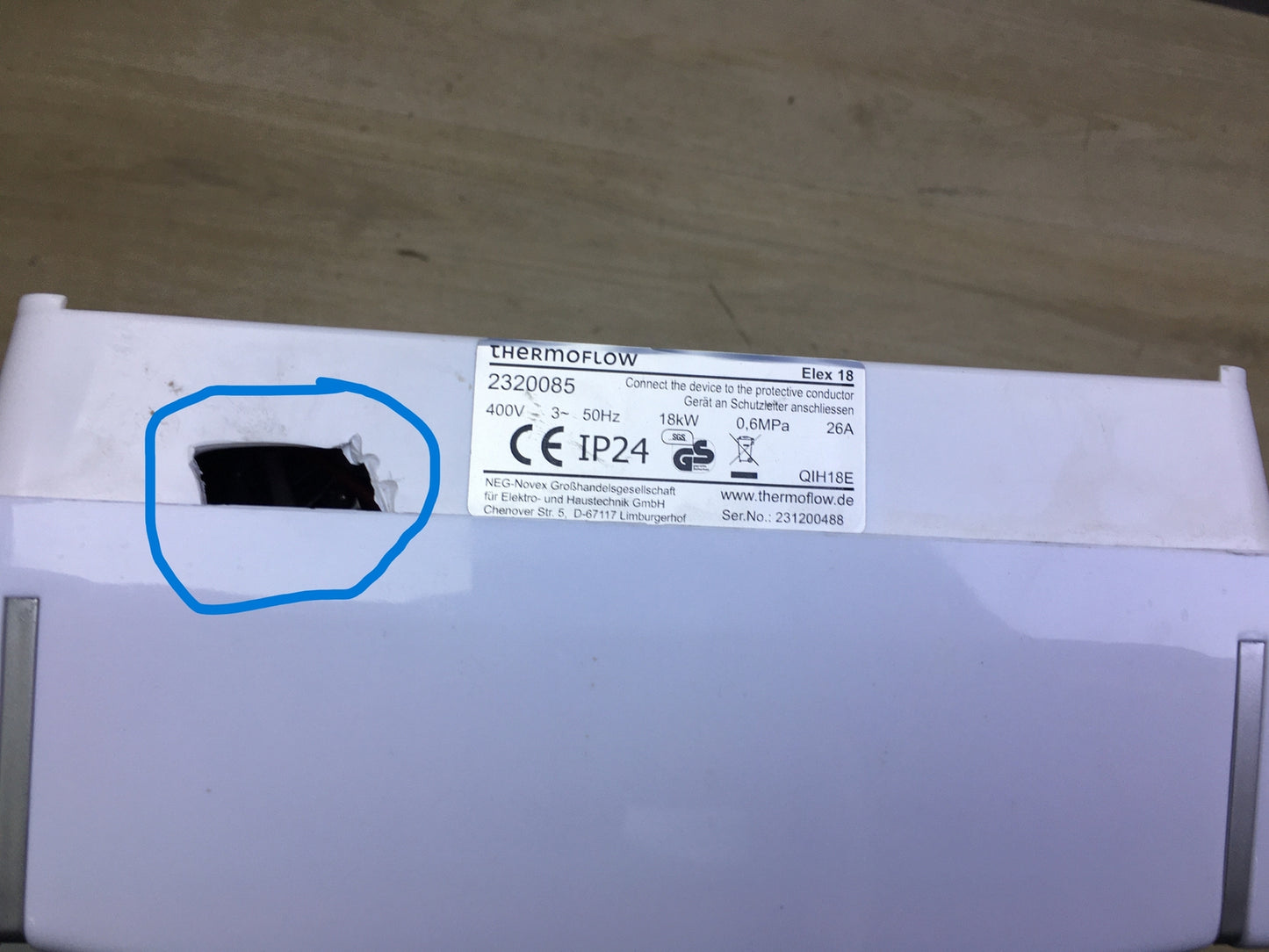 Thermoflow instantaneous water heater ELEX18, 400V, EEK:A, I31249