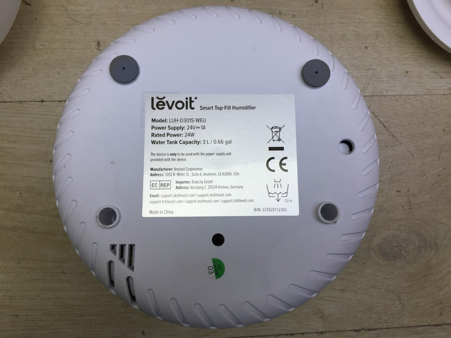 LEVOIT 3L Top Fill Luftbefeuchter LUH-D301S, I33184