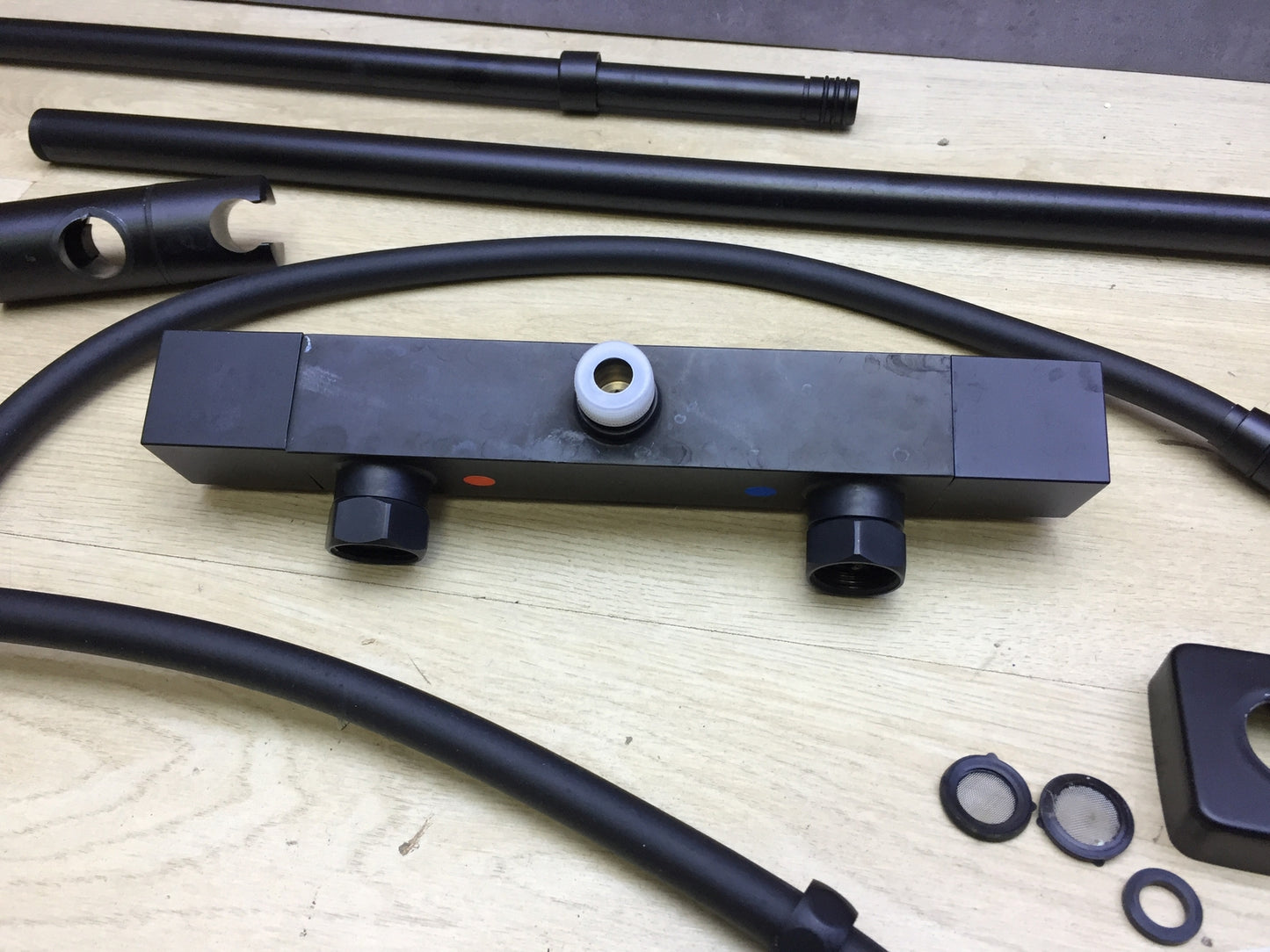 JOHO Regendusche Duschsystem mit Thermostatarmatur matt schwarz, I26068