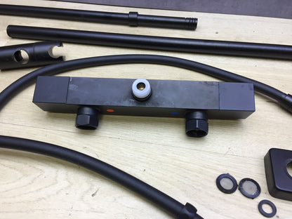 JOHO Regendusche Duschsystem mit Thermostatarmatur matt schwarz, I26068