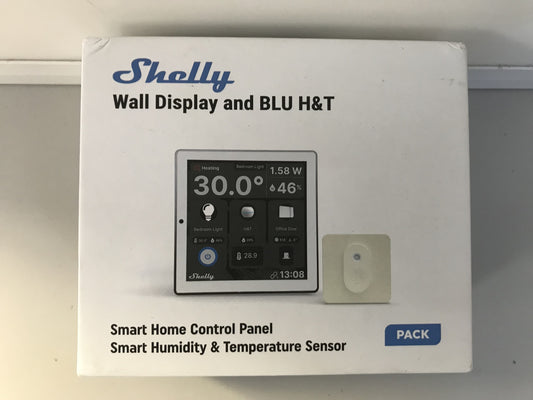 Shelly Wall Display White + Blu H&amp;T Sensor, WiFi Smart Home, I32860 