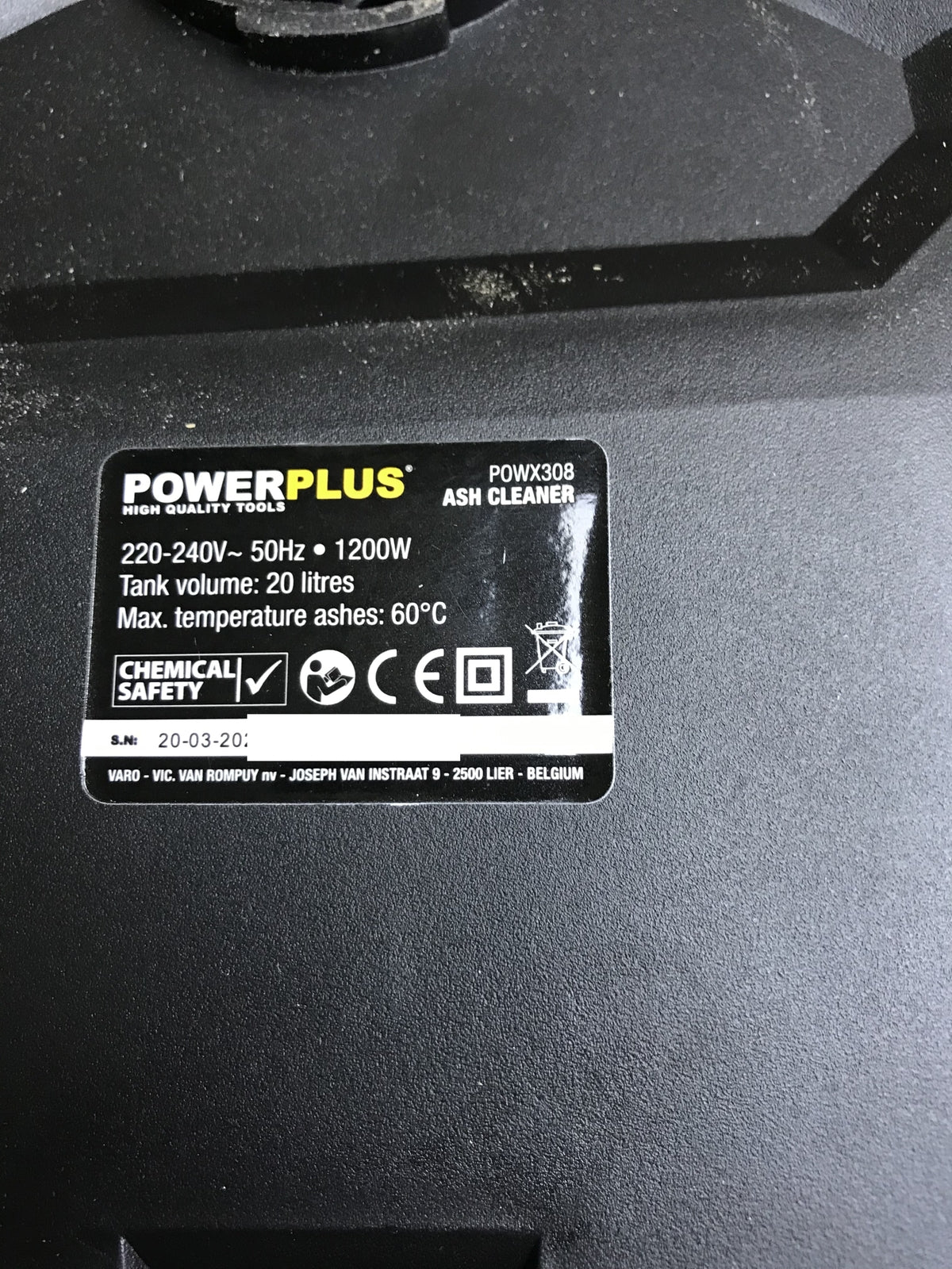 Powerplus ash vacuum POWX308, 1200W, 20L collection container, I30295