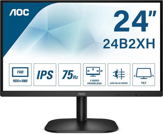 AOC 24B2XH Monitor 24" FHD 1920x1080 75Hz VGA HDMI IPS panel black 