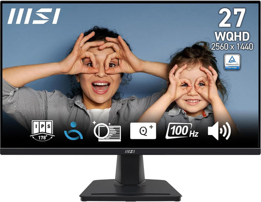 MSI PRO MP275Q Monitor 27" WQHD 2560x1440 IPS DP HDMI Adaptive Sync 100Hz 1ms