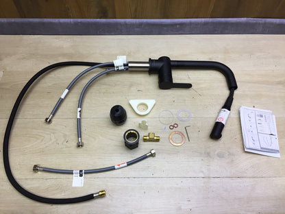 Schütte 79769 Niederdruck Küchenarmatur ausziehbar, Wasserhahn, schwarz, I33364