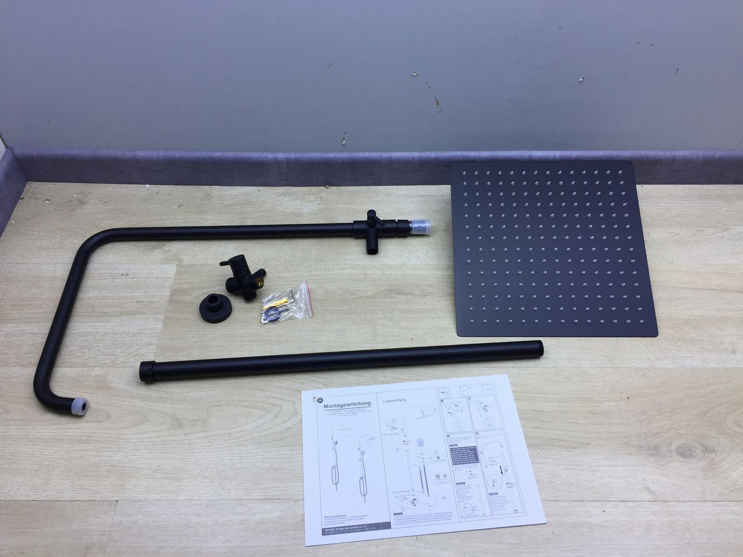 Görbach 3030MB Duschsystem mit Umschalter matt schwarz, I19576