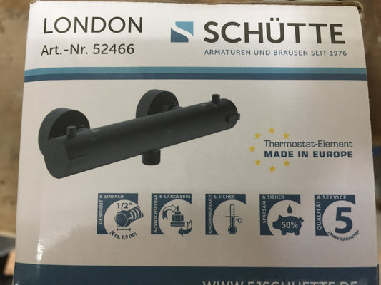 SCHÜTTE 52466 LONDON thermostatic shower mixer black, I31907