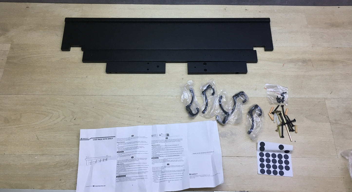 SMIBUY Kleiderhaken mit Regal Wandmontage, 74 cm, 5 Haken, I30265