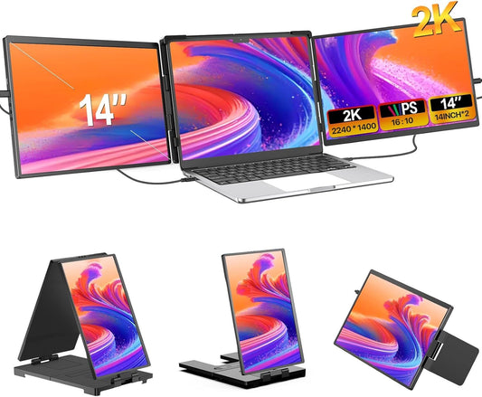 Eviciv 2K Portable Monitor Extension for Laptop 14" 2240x1400 Mini-HDMI USB-C