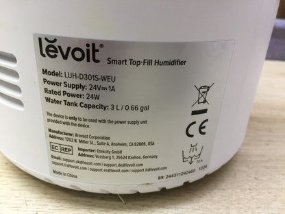 LEVOIT 3L Top Fill Luftbefeuchter LUH-D301S, I33930
