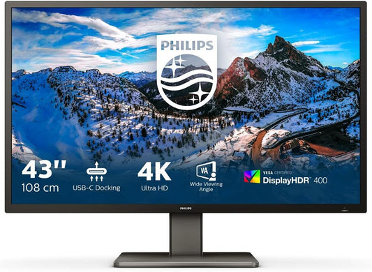 Philips 439P1 4K Monitor 42.51" UHD 3840x2160 HDR USB-C RJ-45 Adaptive Sync
