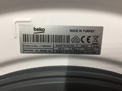 Beko B3WFT510413W Freistehende Waschmaschine 10 kg 1400 U-Min SteamCure AddXtra