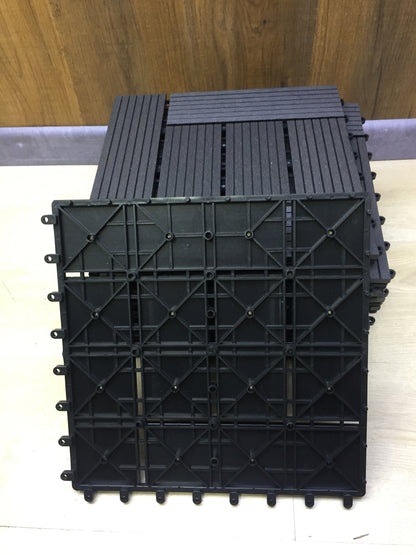 BAKAJI WPC-Fliesenset schwarz, 11 Stück, für Garten und Außenbereich, I30987