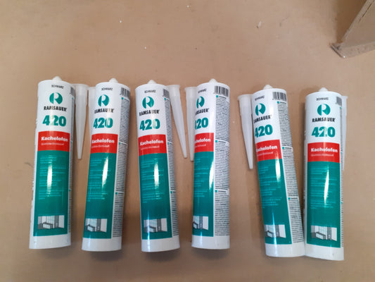 25,81€/L Ramsauer 420 Kachelofen Dichtstoff 310 ml schwarz, 6x Kartusche, I09288