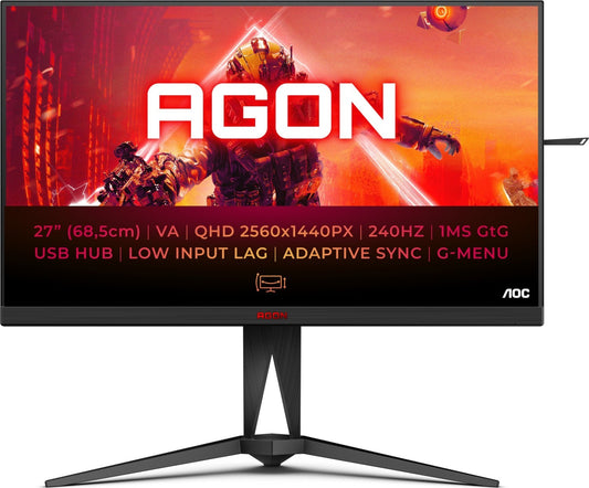 AOC Agon AG275QZN/EU Gaming Monitor 27" WQHD 2560x1440 Adaptive Sync 240Hz 0.5ms