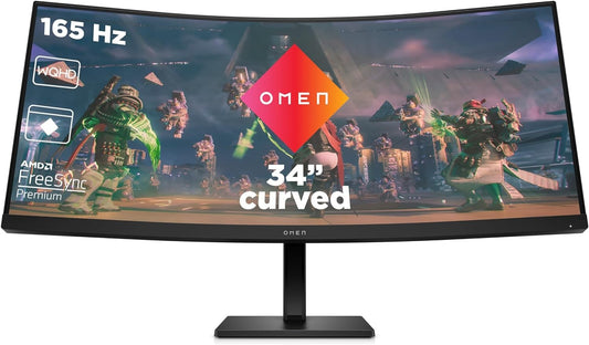 HP Omen 34c Gaming Monitor 34" WQHD 3440x1440 VA HDR AMD FreeSync 165Hz 1ms 