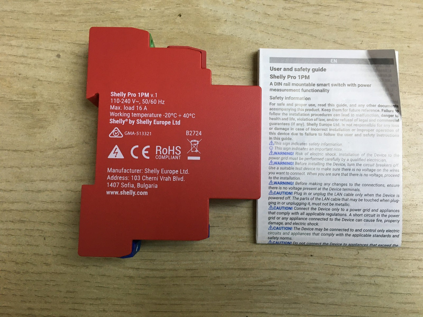 Shelly Pro 1PM WLAN & Bluetooth Smart-Relais-Schalter, I33620