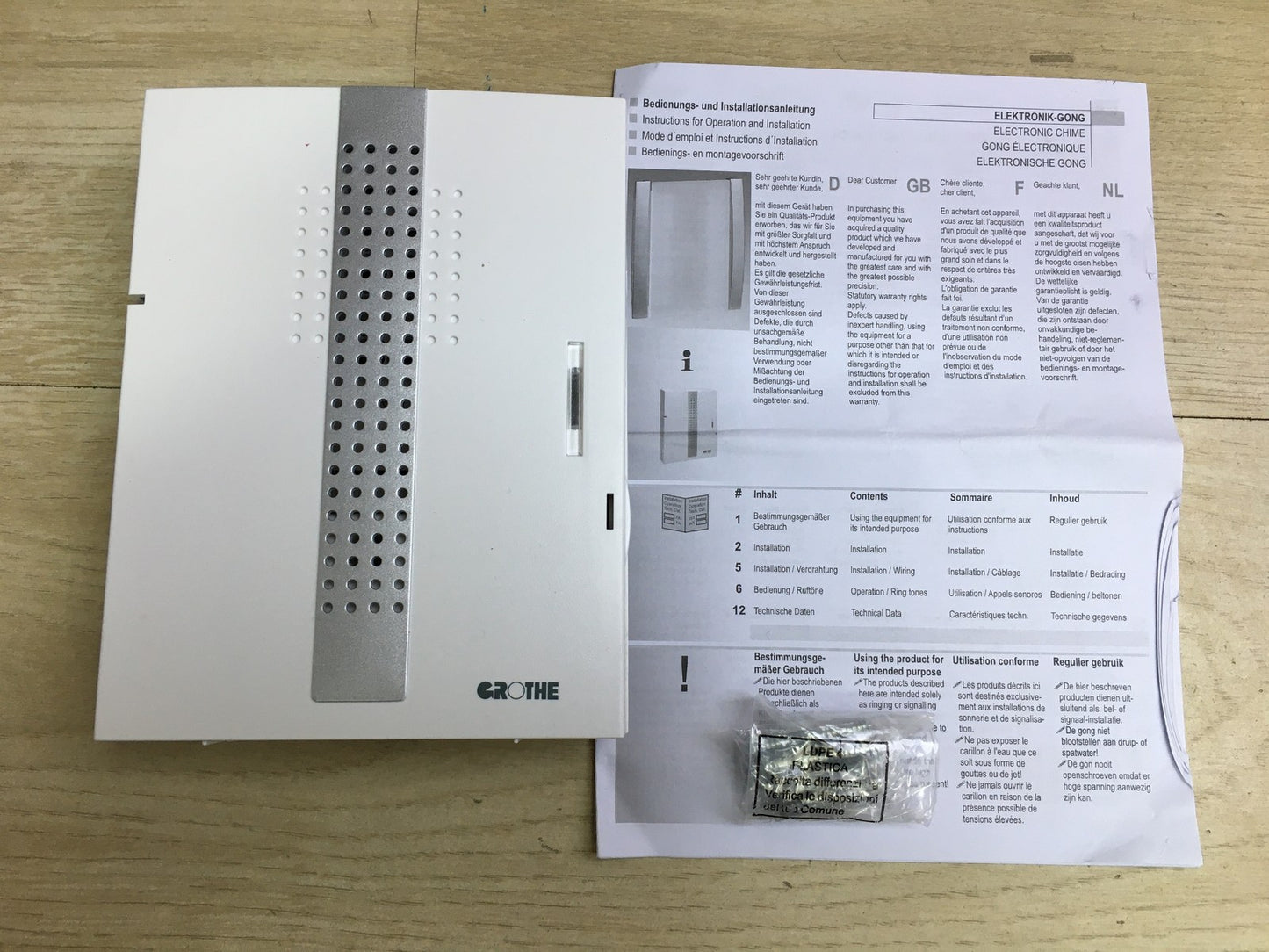 Grothe elektronischer Gong 18 Sounds, 230 V mit 8-12 V, Croma 230, I33456
