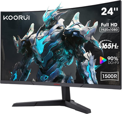 KOORUI 24E6CA Gaming Monitor 24" FHD 1920x1080 HDMI DP Adaptive Sync 165Hz 4ms