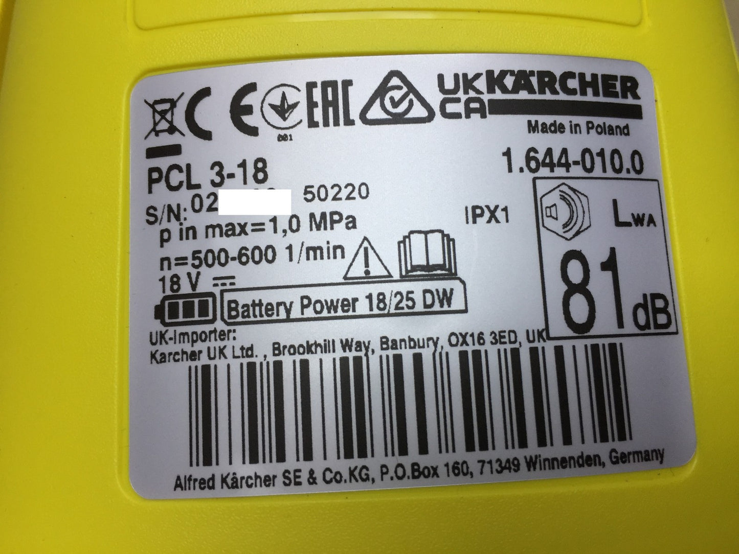 Kärcher 1.644-010.0 Akku-Terrassenreiniger PCL 3-18 solo, I33965