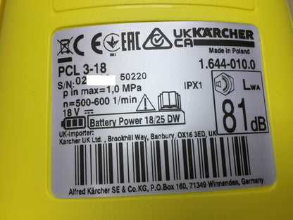 Kärcher 1.644-010.0 Akku-Terrassenreiniger PCL 3-18 solo, I33965
