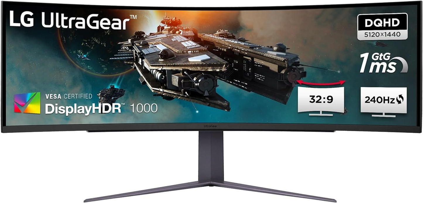 LG UltraGear 49GR85DC-B Gaming Monitor 49" QHD 5120x1440 HDR AMD FreeSync 240Hz