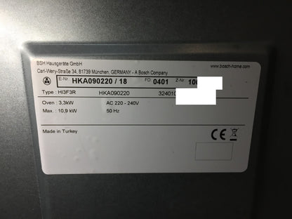 Bosch HKA 090220 freistehender Elektroherd 60cm Glaskeramik weiß EEK: A I34416
