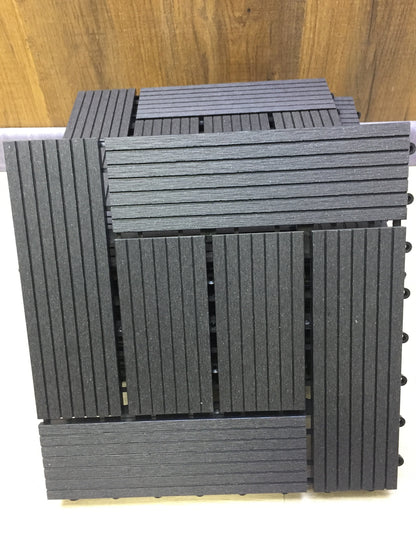 BAKAJI WPC-Fliesenset schwarz, 11 Stück, für Garten und Außenbereich, I30987