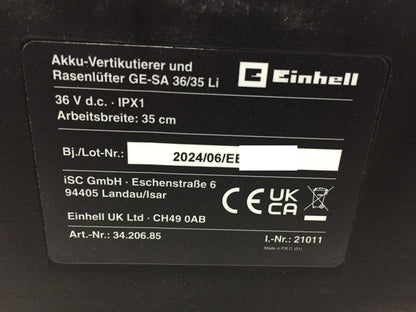 Einhell Akku-Vertikutierer-Lüfter GE-SA 36/35 Li Solo, 36V, I34174