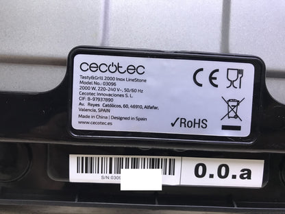 Cecotec Tasty&amp;Grill 2000 Inox LineStone Electric Grill (03096), I28928 