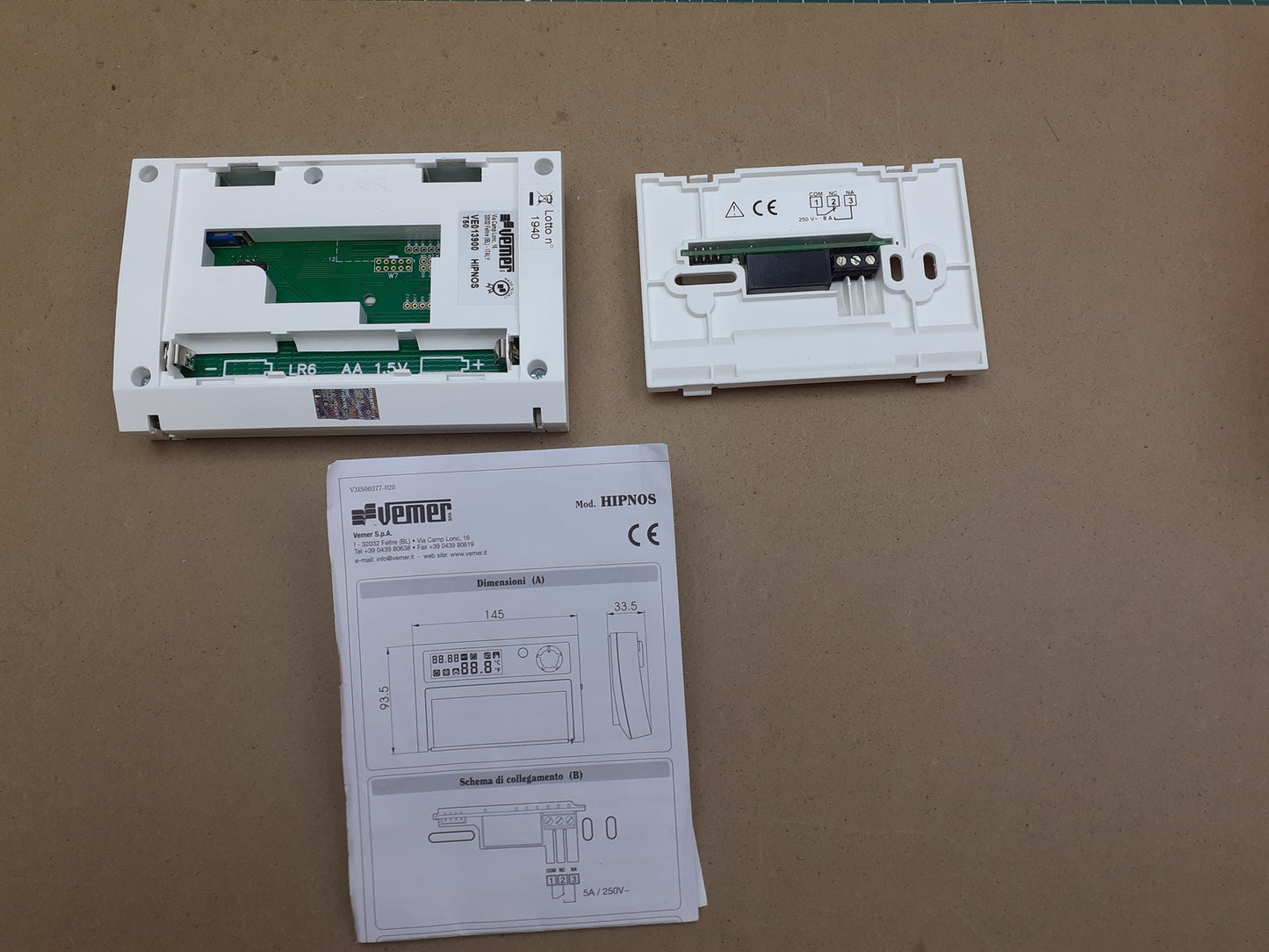 Vemer VE013900 Thermostat mit Schiebern, Hipnos, Täglich, Wandmontage, I05710