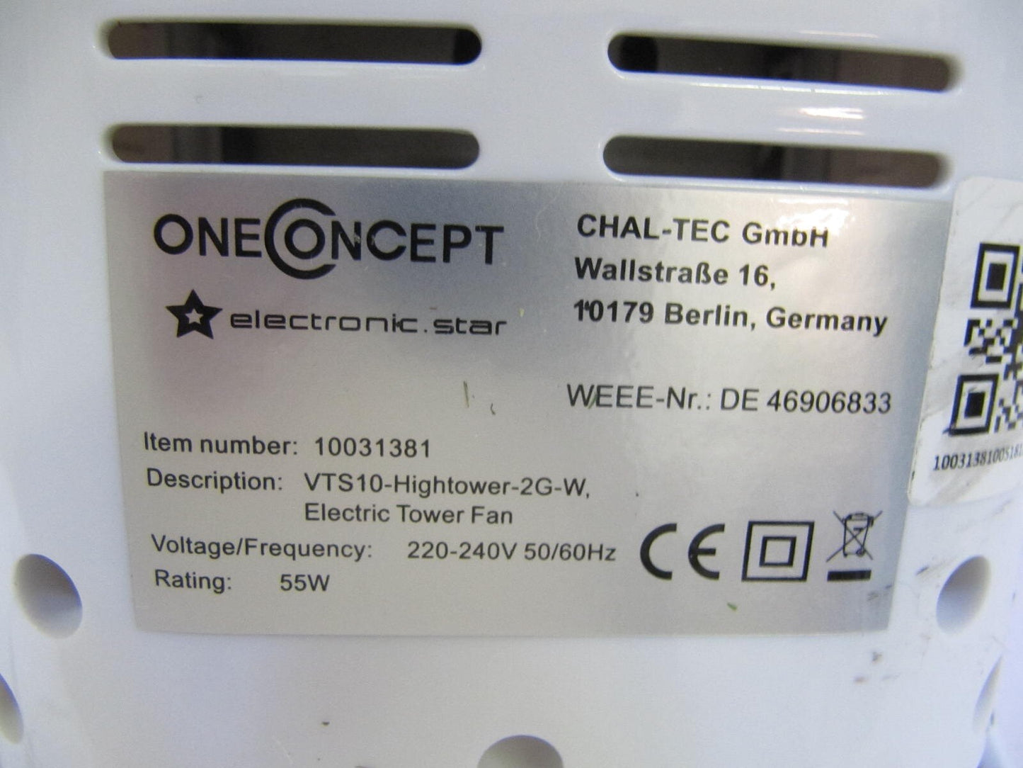 oneConcept Hightower 2G column fan, pedestal fan, tower fan, V02836