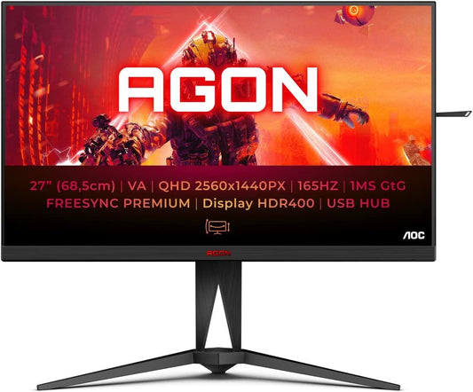 AOC Agon AG275QXN/EU Gaming Monitor 27" QHD 2560x1440 VA Adaptive Sync 165Hz 1ms 