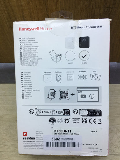 Honeywell Home DT3 Raumthermostat, schwarz, I31481