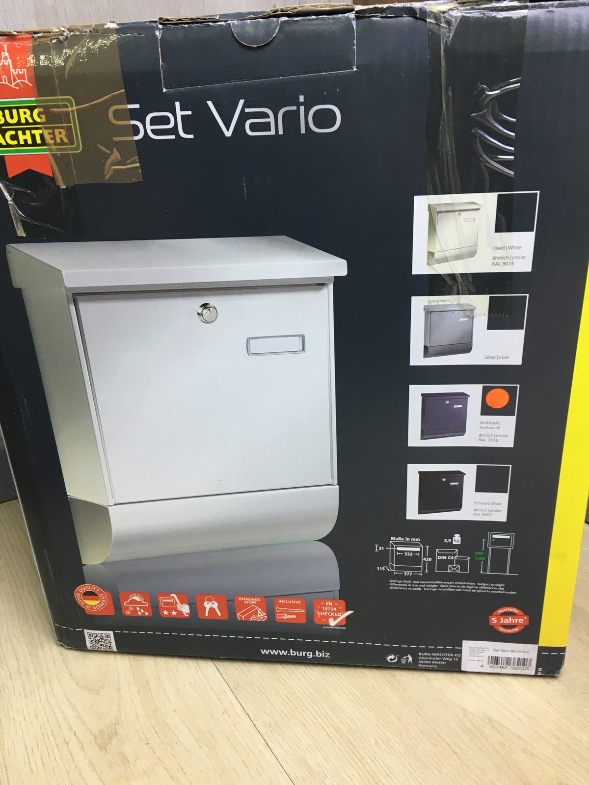 BURG-WÄCHTER Set Vario 86720 Briefkasten mit Zeitungsbox A4, I31327