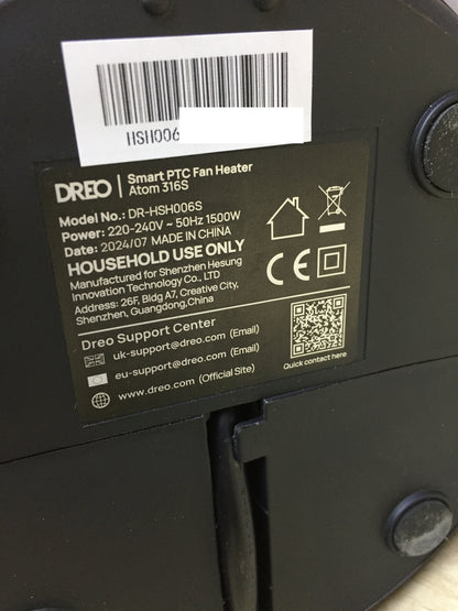 Dreo DR-HSH006S Energy-saving fan heater, 1500W, I32008 