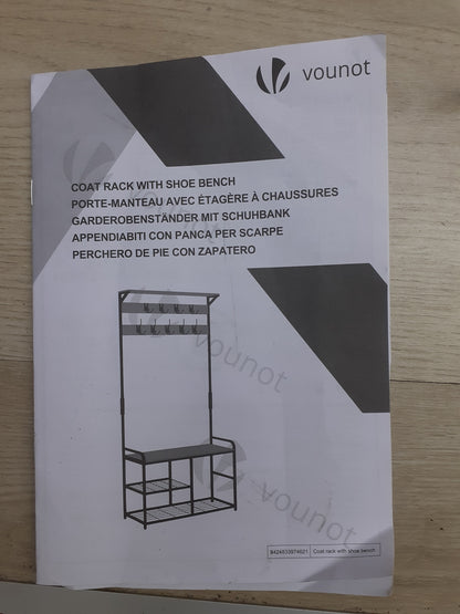 VOUNOT Garderobenständer, Kleiderständer, 3 Ebenen mit 9 Haken, I23712